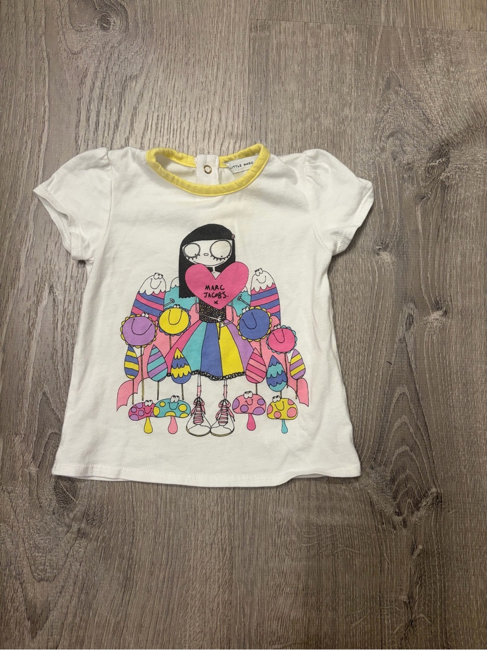 Baby Girl's Little Marc Jacobs Graphic White Tee- Size 6 Months- Pre-owned